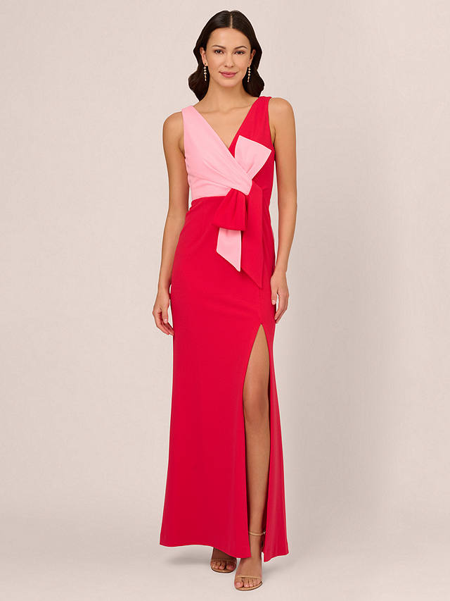 Adrianna Papell Colour Block Maxi Dress, Pink/Red