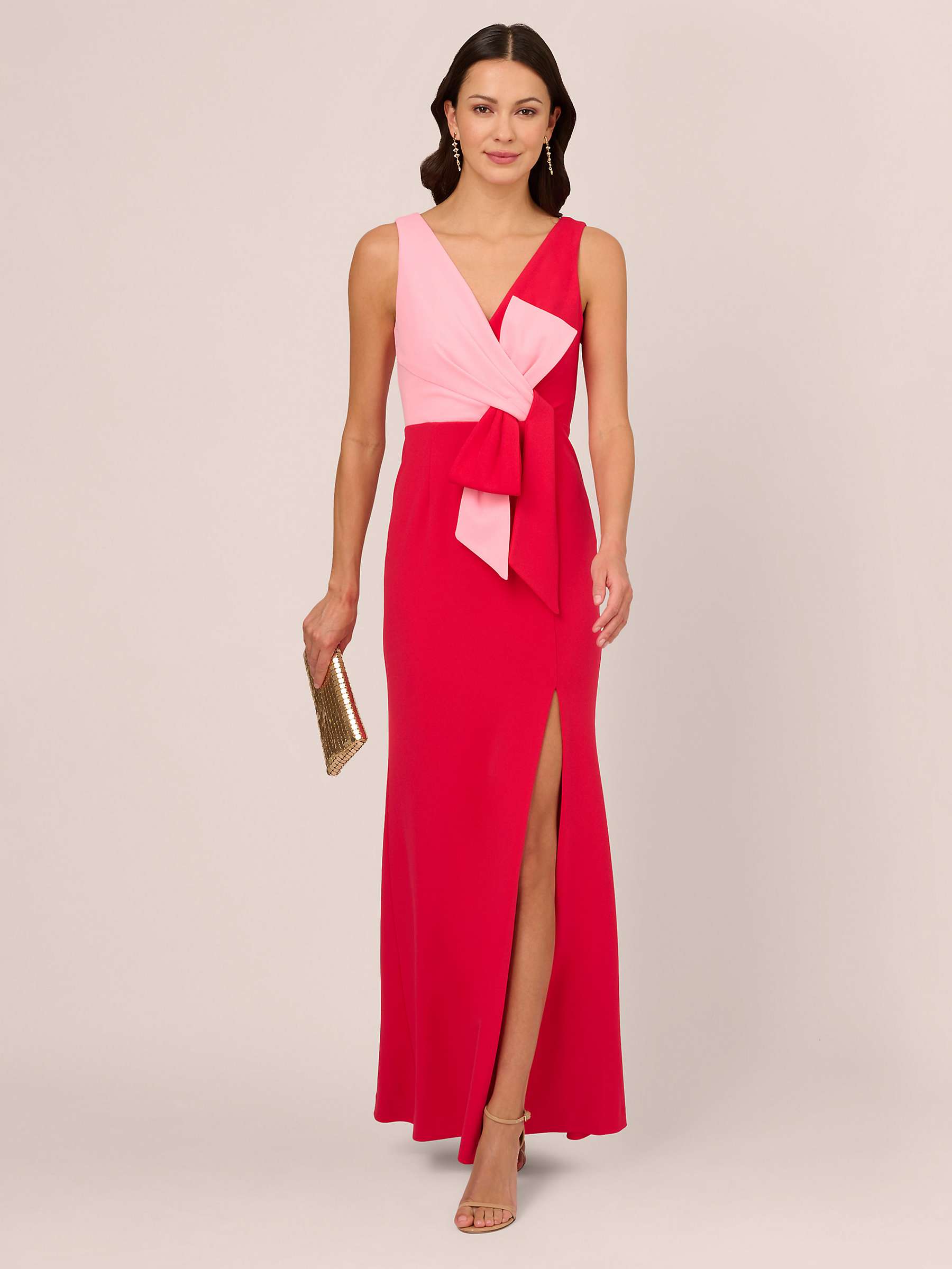 Buy Adrianna Papell Colour Block Maxi Dress, Pink/Red Online at johnlewis.com