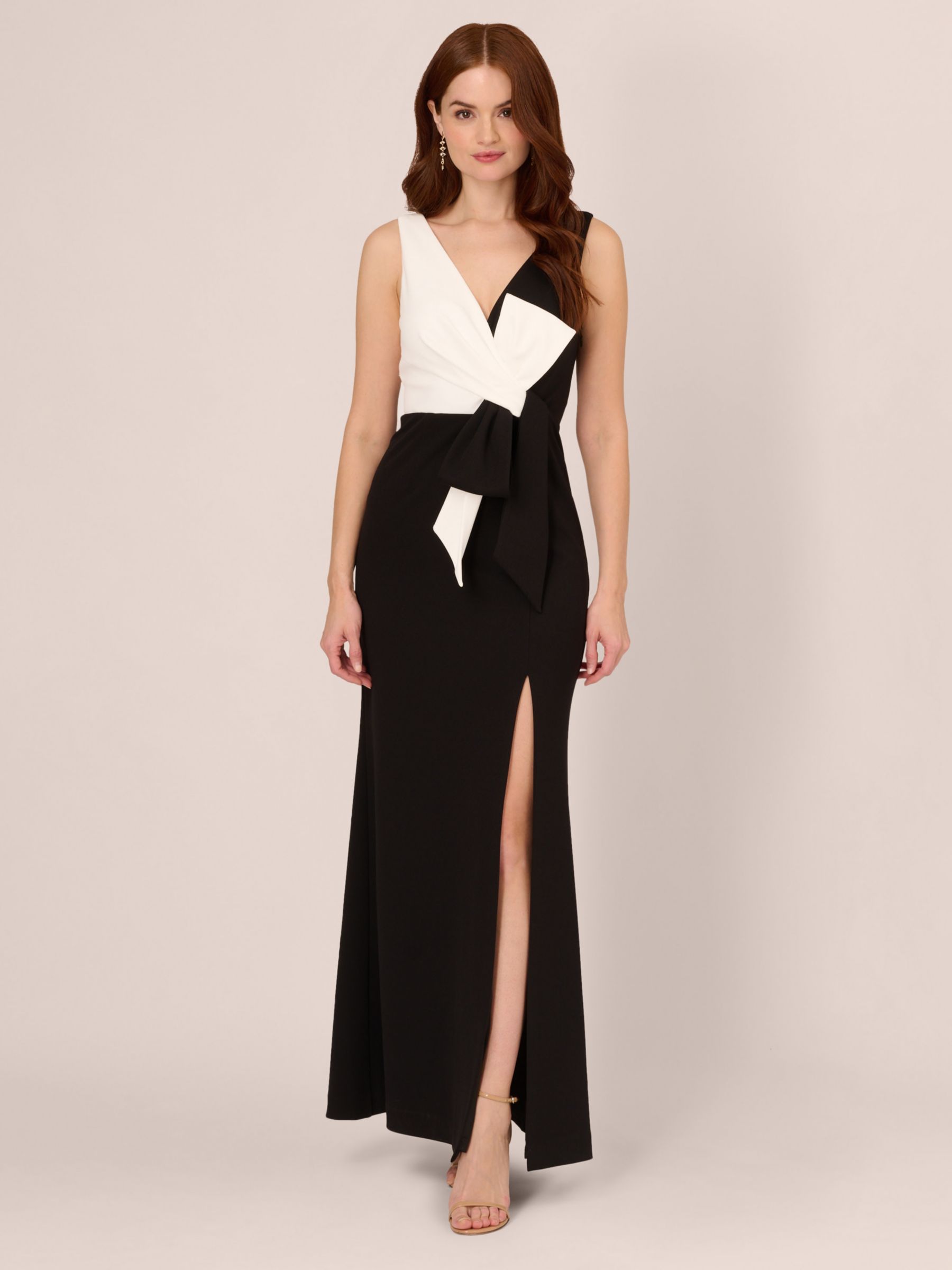 Adrianna Papell Colour Block Maxi Dress, Black/Ivory, 22