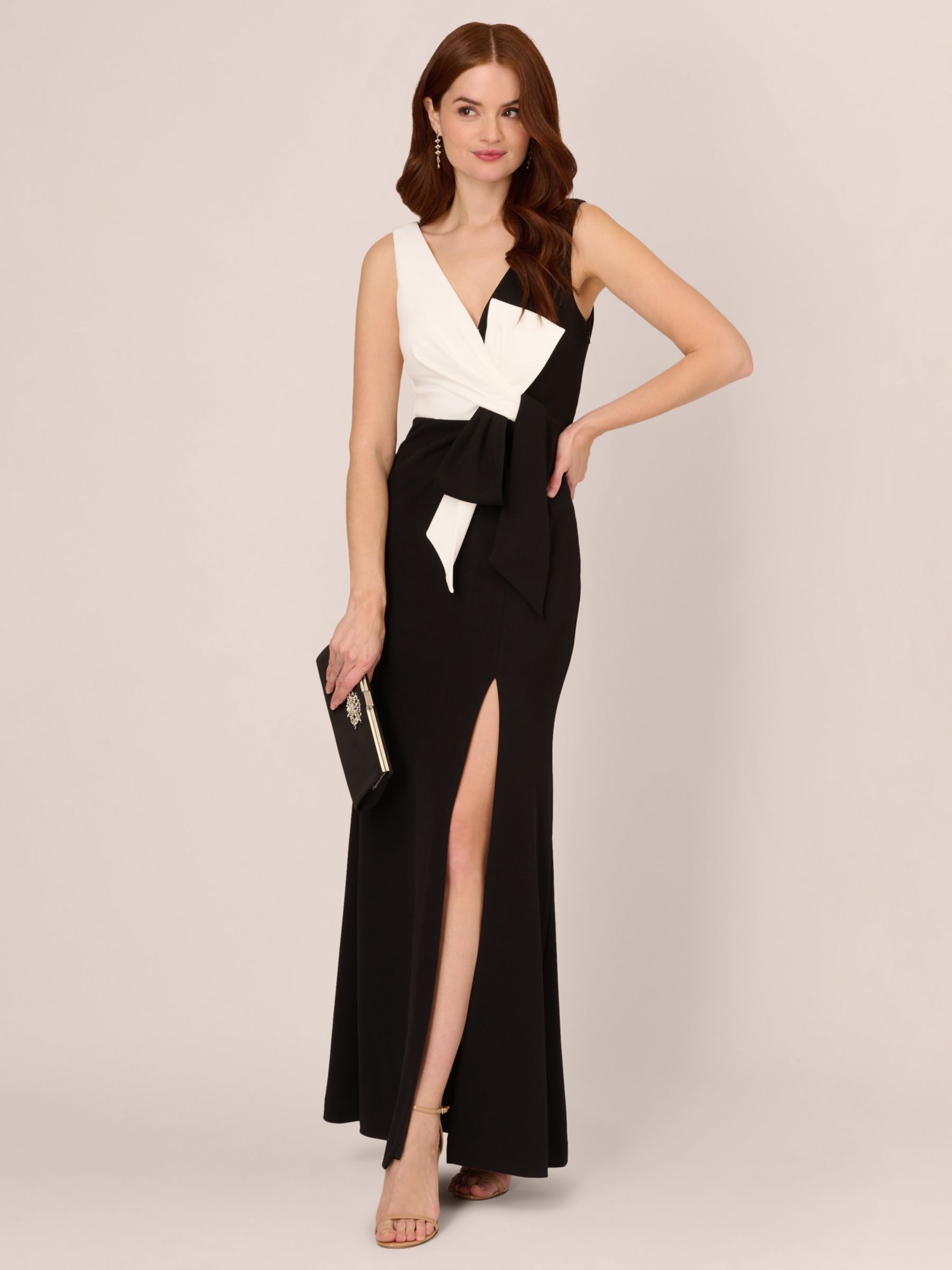 Adrianna Papell Colour Block Maxi Dress, Black/Ivory, 22