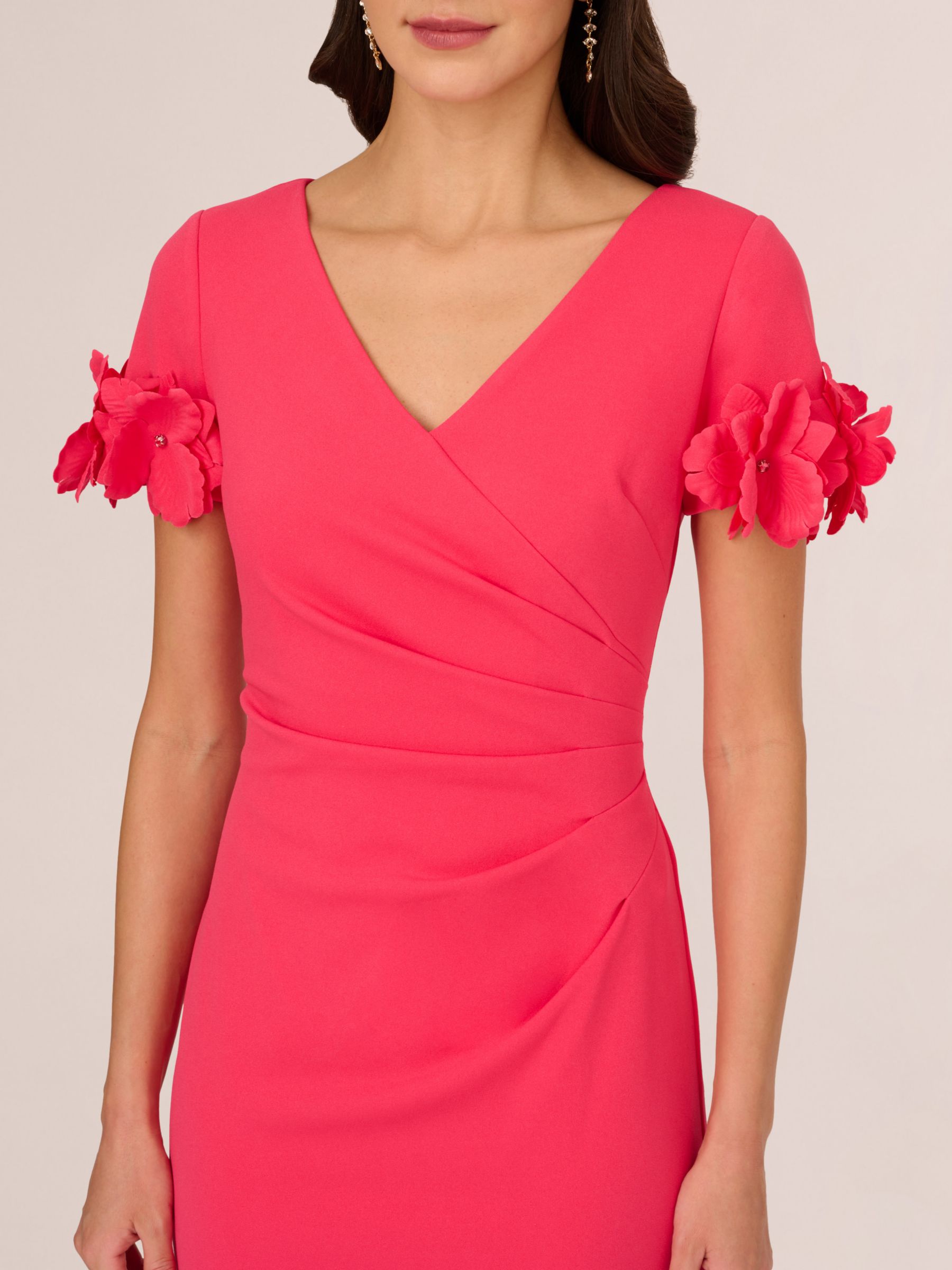 Adrianna Papell Flower Applique Knit Crepe Sheath Dress Petunia