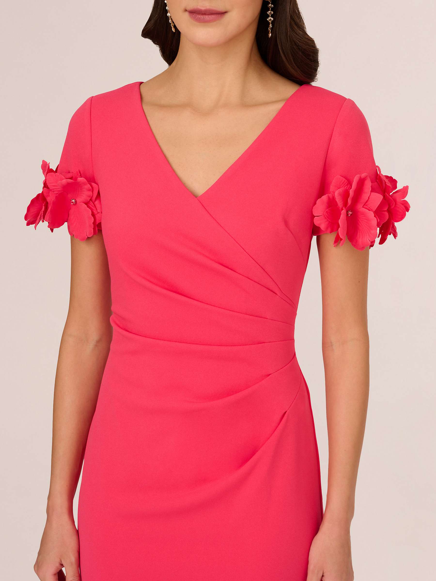 Buy Adrianna Papell Flower Applique Knit Crepe Sheath Dress, Petunia Online at johnlewis.com