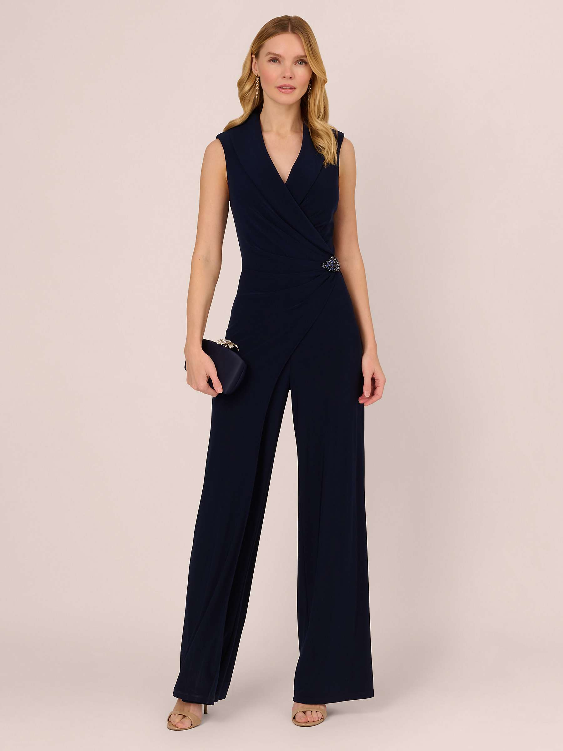 Buy Adrianna Papell Embellished Tuxedo Jersey Jumpsuit, Midnight Online at johnlewis.com