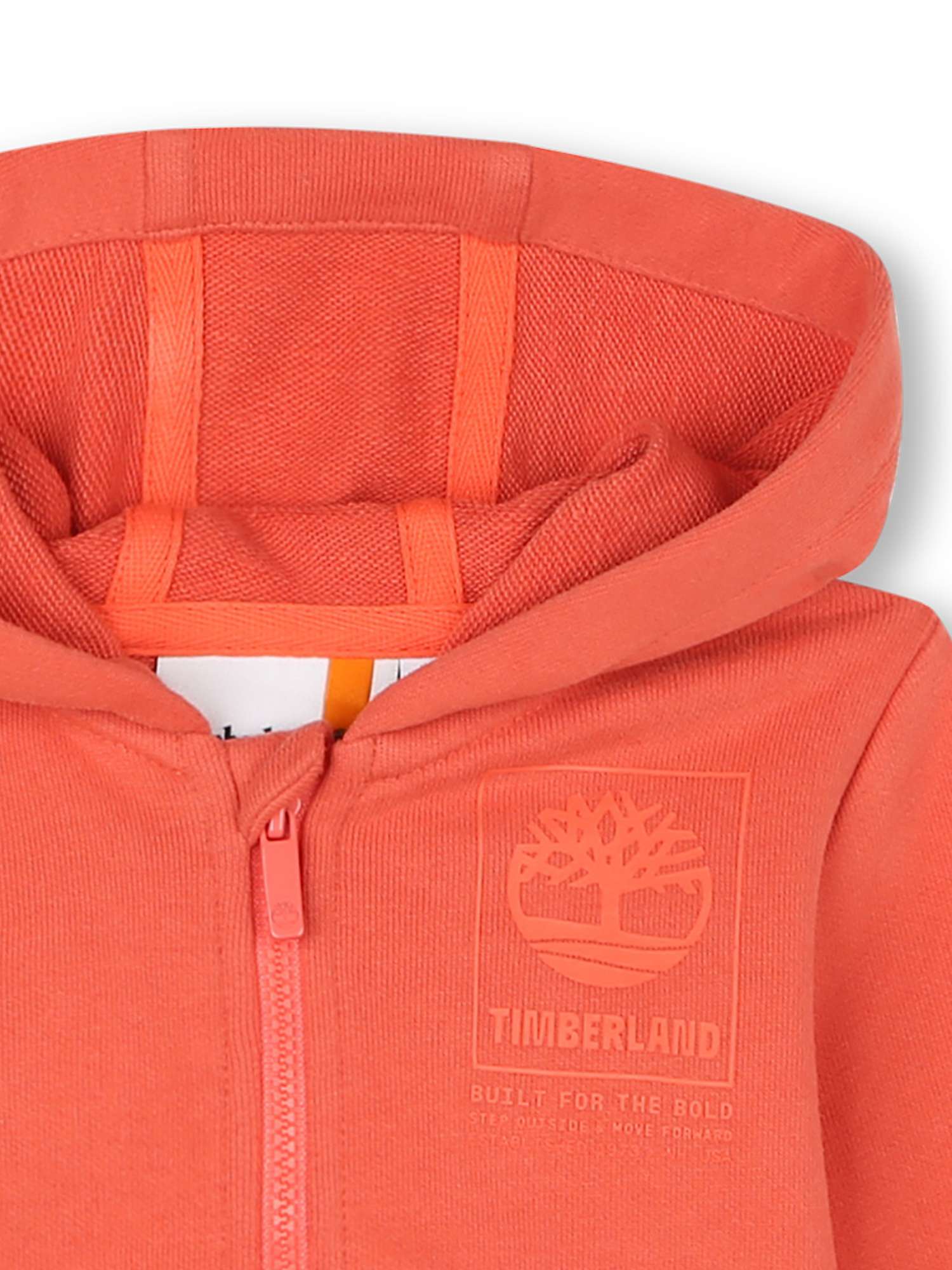 Buy Timberland Baby Logo French Terry Hooded Zip Through Cardigan, Orange Online at johnlewis.com