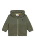 Timberland Baby Logo French Terry Hooded Zip Through Cardigan, Green