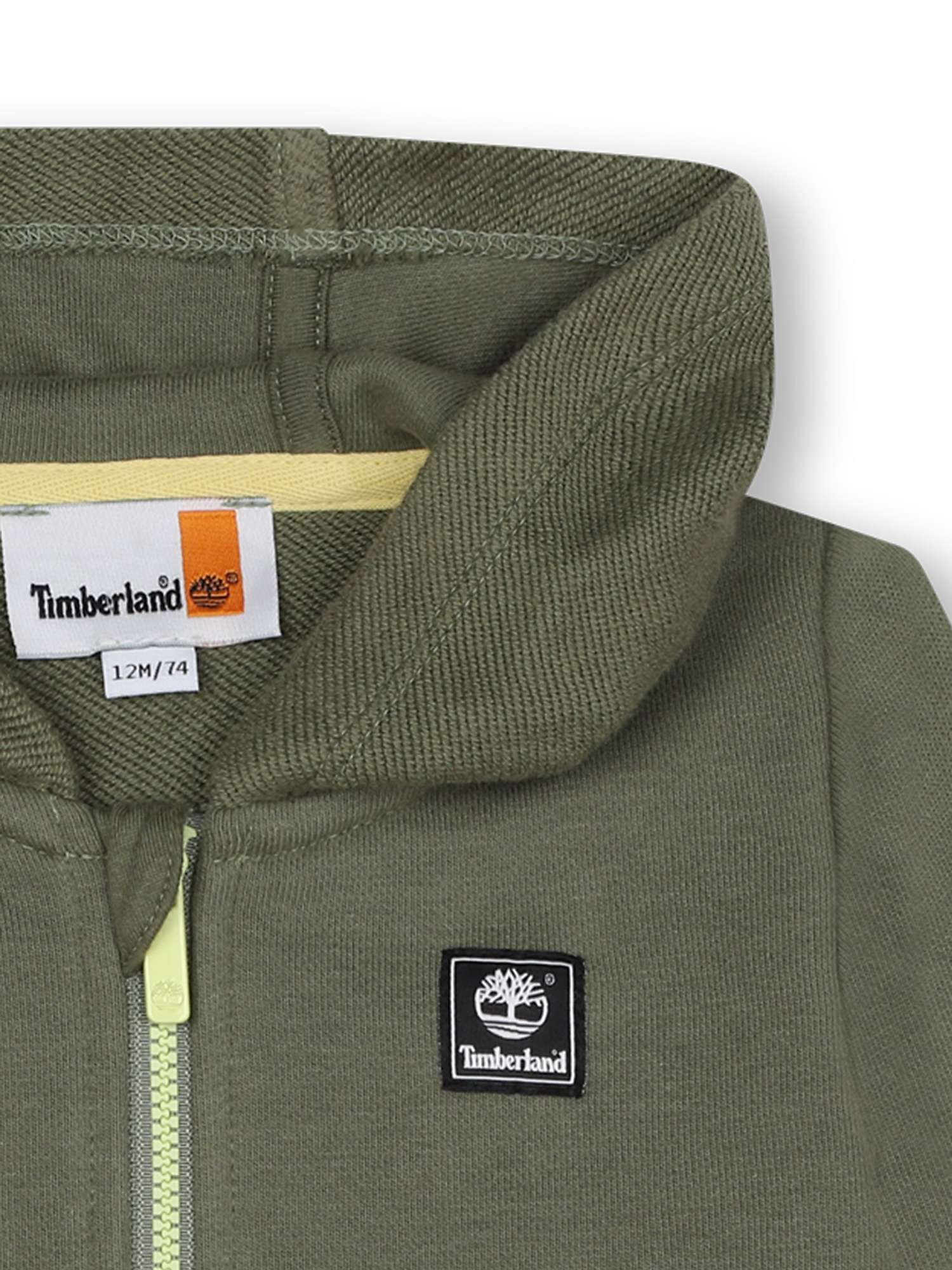 Buy Timberland Baby Logo French Terry Hooded Zip Through Cardigan, Green Online at johnlewis.com