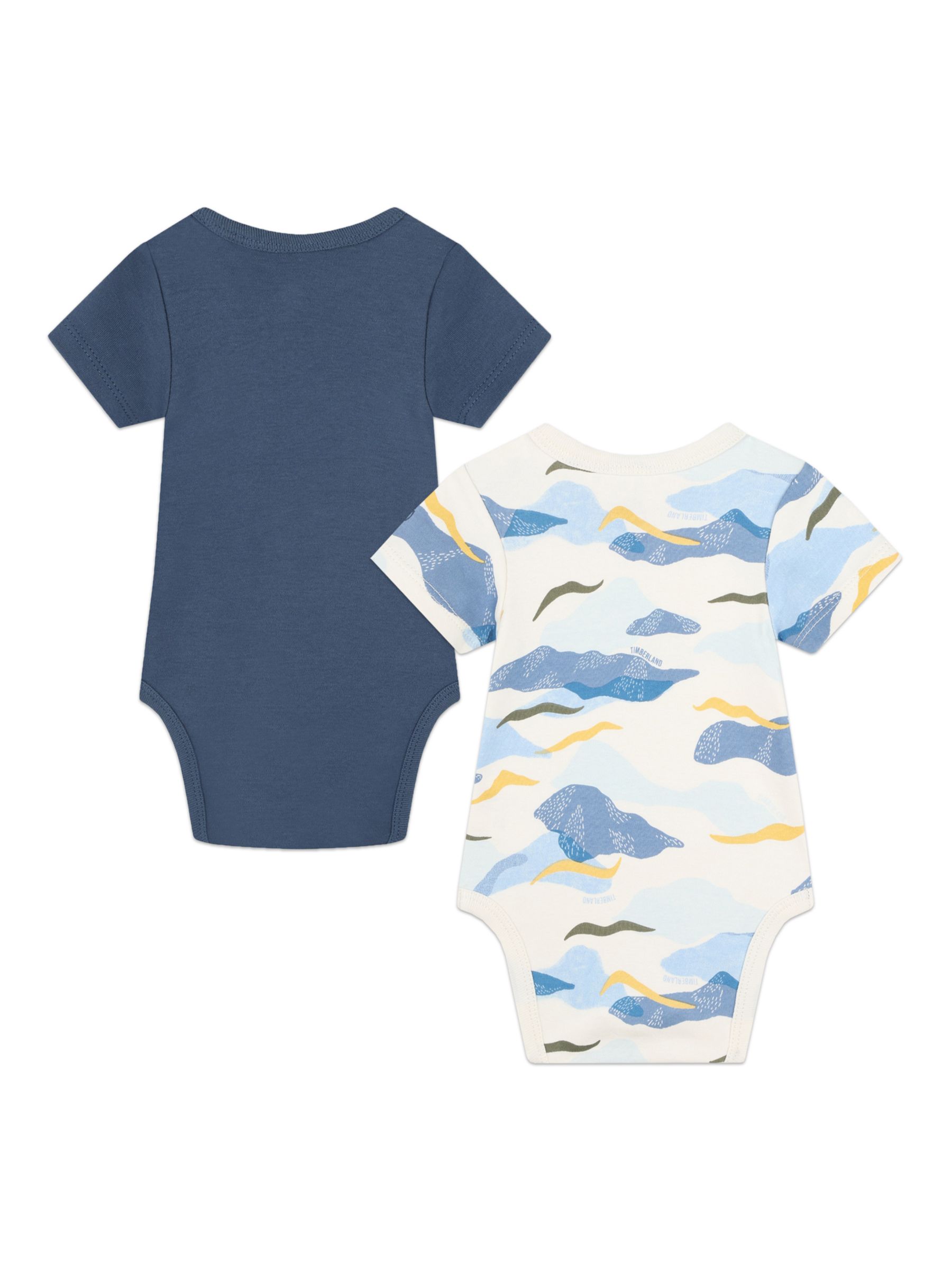 Timberland Baby Logo & Abstract Print Bodysuits, Pack Of 2, Blue/Multi, 3 months