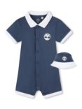 Timberland Baby Overalls & Reversible Hat Set, Navy/White