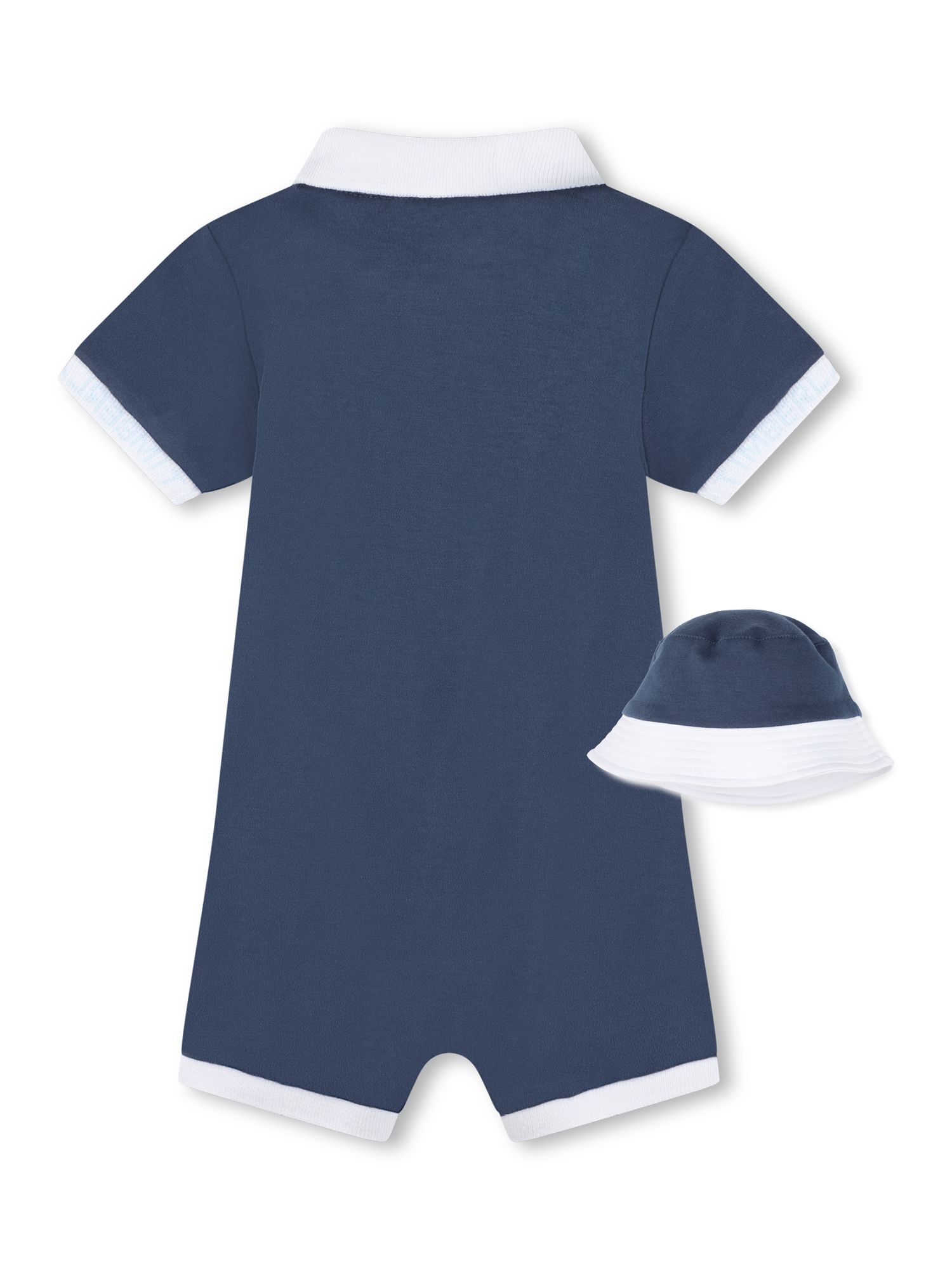 Timberland Baby Overalls & Reversible Hat Set, Navy/White, 3 months