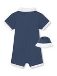 Timberland Baby Overalls & Reversible Hat Set, Navy/White