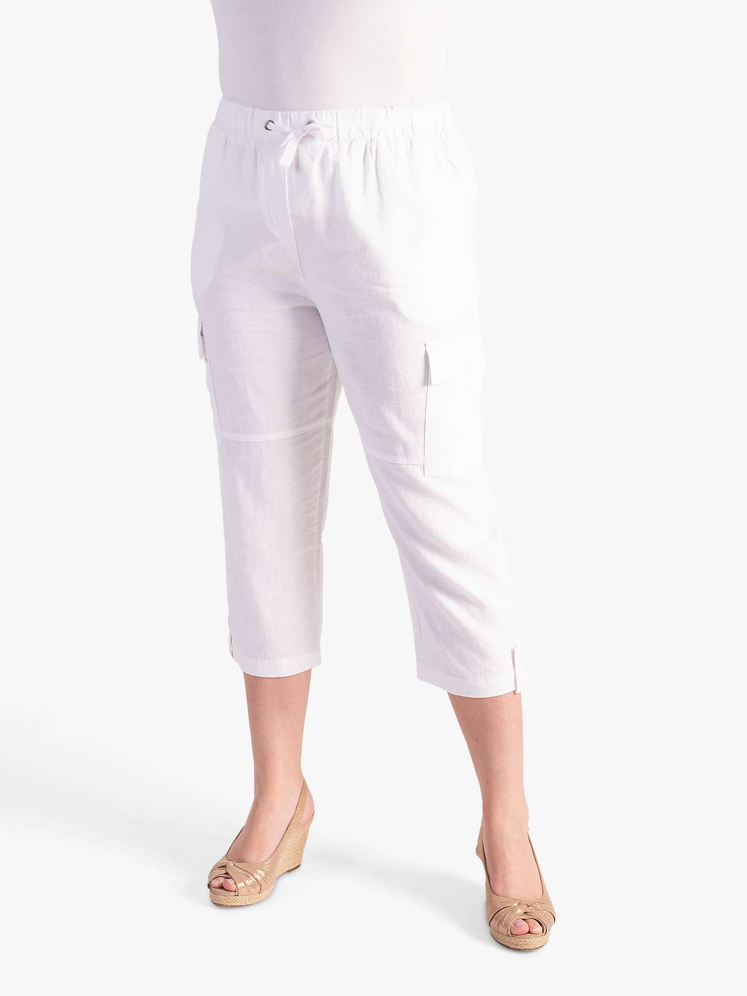 Buy chesca Linen Blend Cropped Trousers, White Online at johnlewis.com