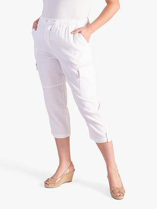 chesca Linen Blend Cropped Trousers, White