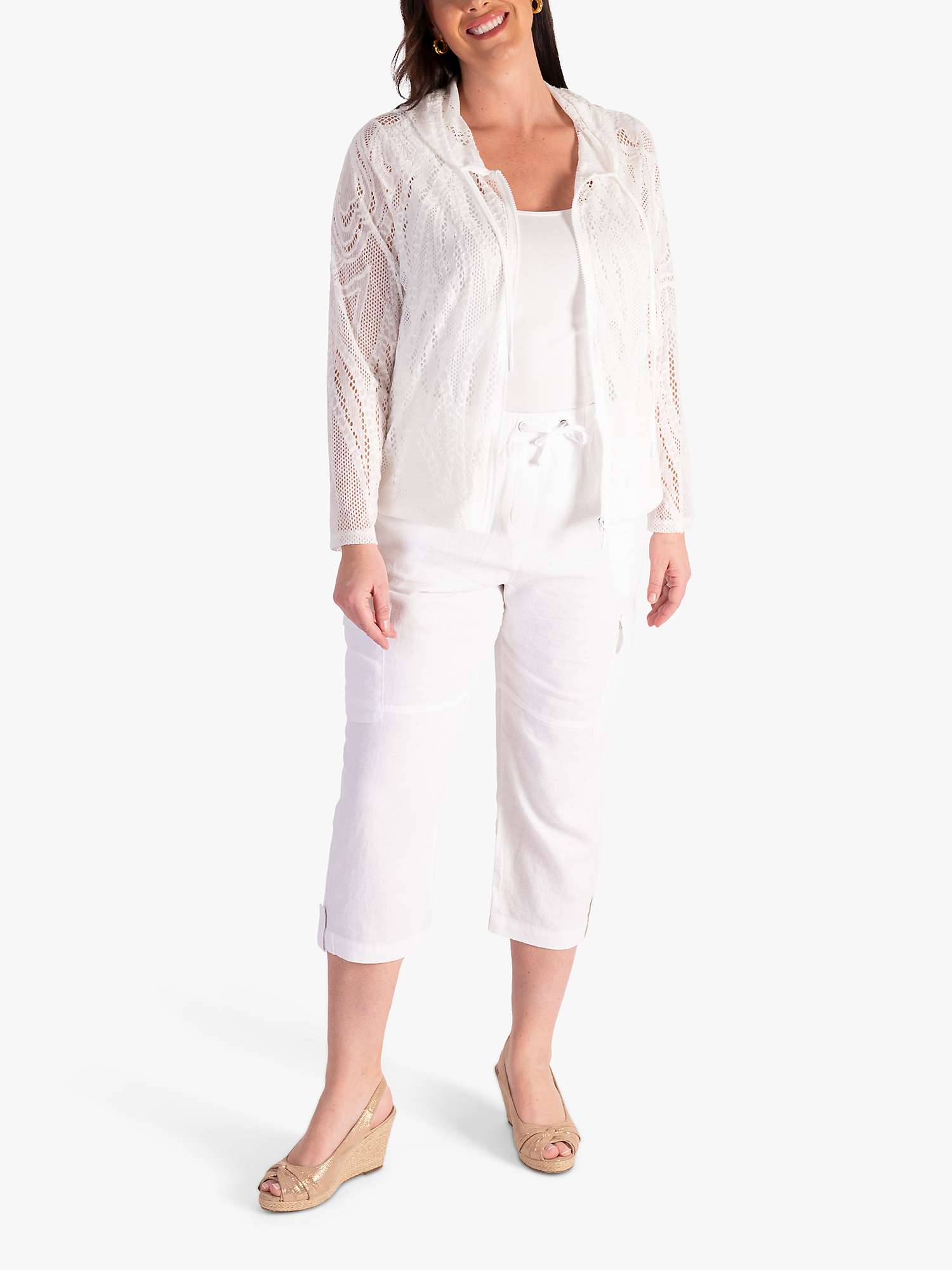 Buy chesca Linen Blend Cropped Trousers, White Online at johnlewis.com