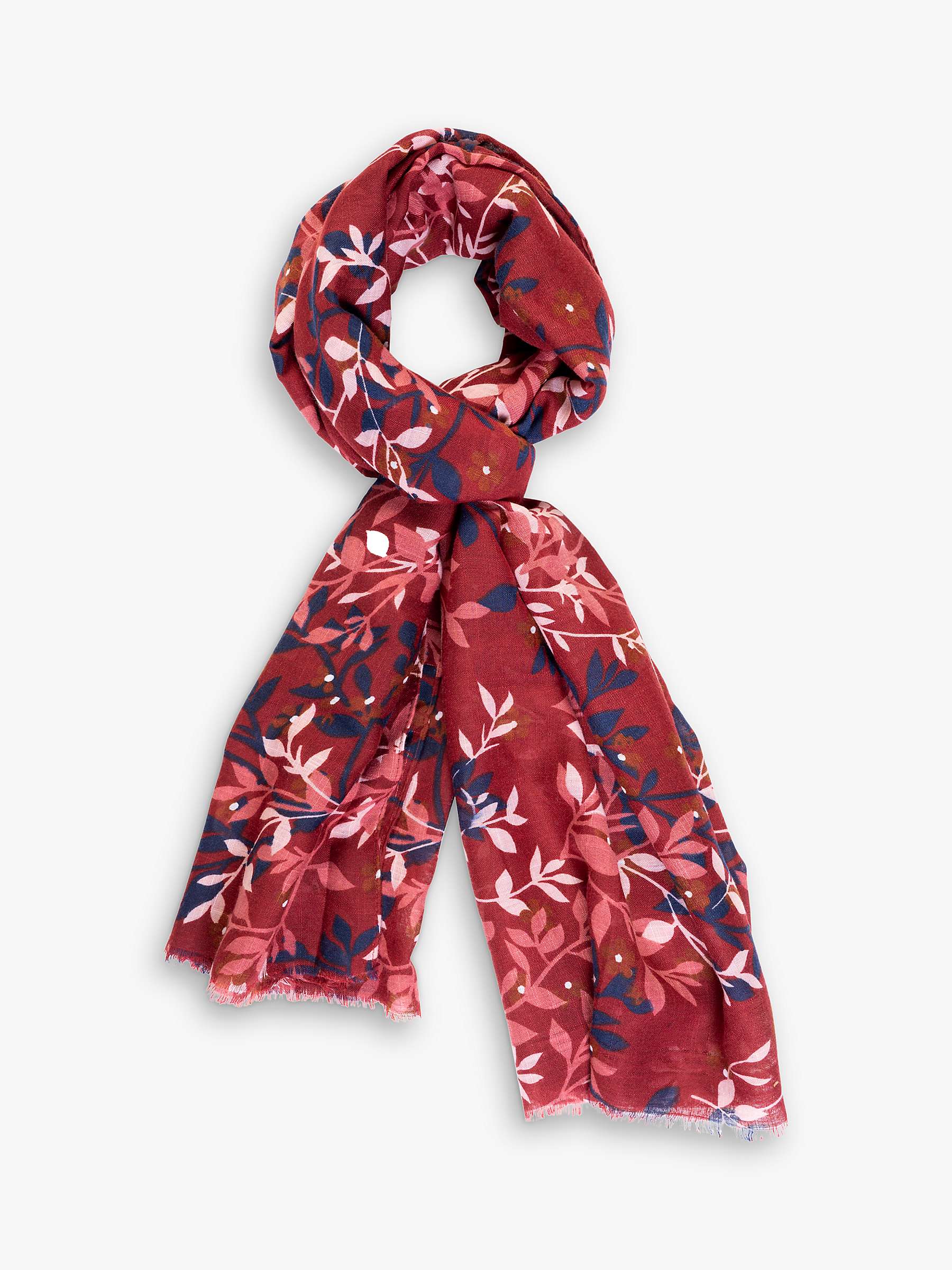 Buy chesca Leaf Print Scarf, Berry/Multi Online at johnlewis.com