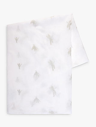 chesca Voile Emboidered Dragonflies Scarf, White
