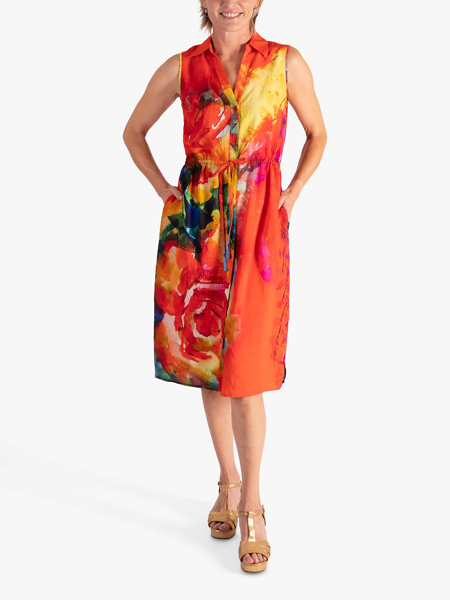 Buy chesca Blossom Print Sleeveless Shirt Dress, Orange Online at johnlewis.com