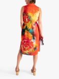 chesca Blossom Print Sleeveless Shirt Dress, Orange