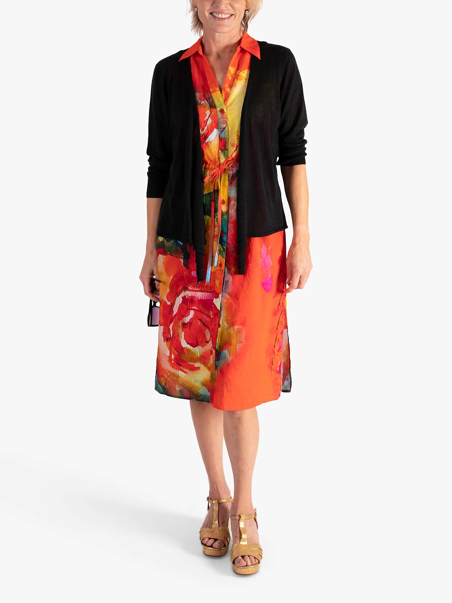 Buy chesca Blossom Print Sleeveless Shirt Dress, Orange Online at johnlewis.com