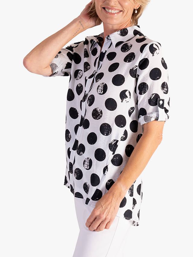 chesca Spot Print Shirt, White/Black