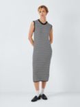 John Lewis ANYDAY Stripe Knit Midi Dress, Black/Cream