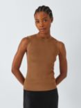 John Lewis ANYDAY Rib Knit Vest Top, Red, Camel