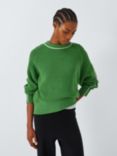 John Lewis ANYDAY Tipping Relaxed Jumper, Green/Cream