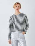 John Lewis ANYDAY Stripe Long Sleeve Top, Grey/Multi