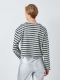 John Lewis ANYDAY Stripe Long Sleeve Top, Grey/Multi