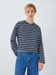 John Lewis ANYDAY Stripe Long Sleeve Top, Navy/White