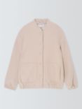 John Lewis ANYDAY Relaxed Textured Wool Blend Bomber Jacket, Pumice Stone