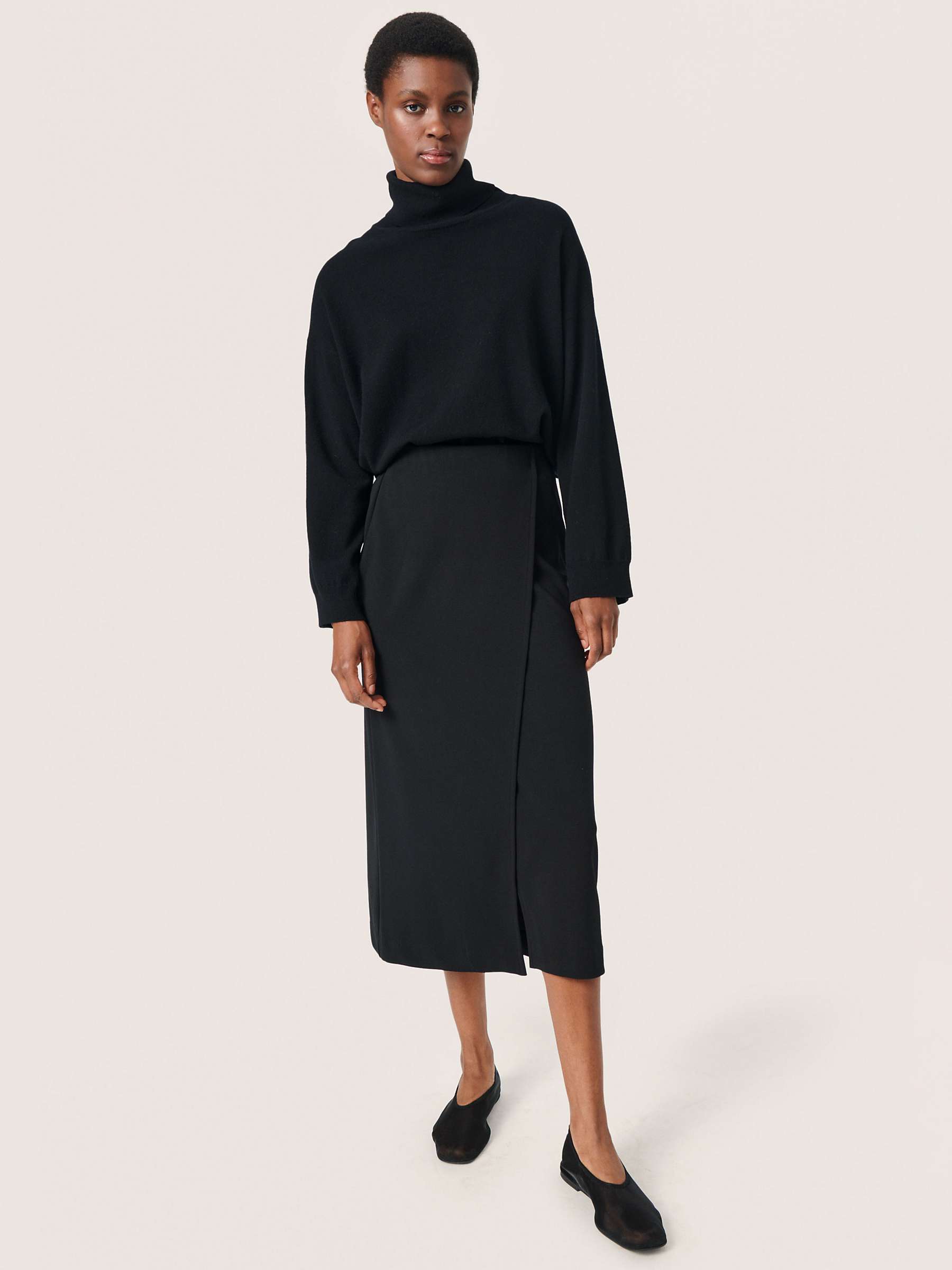 Buy Soaked In Luxury Bea Wrap Effect Midi Skirt, Black Online at johnlewis.com