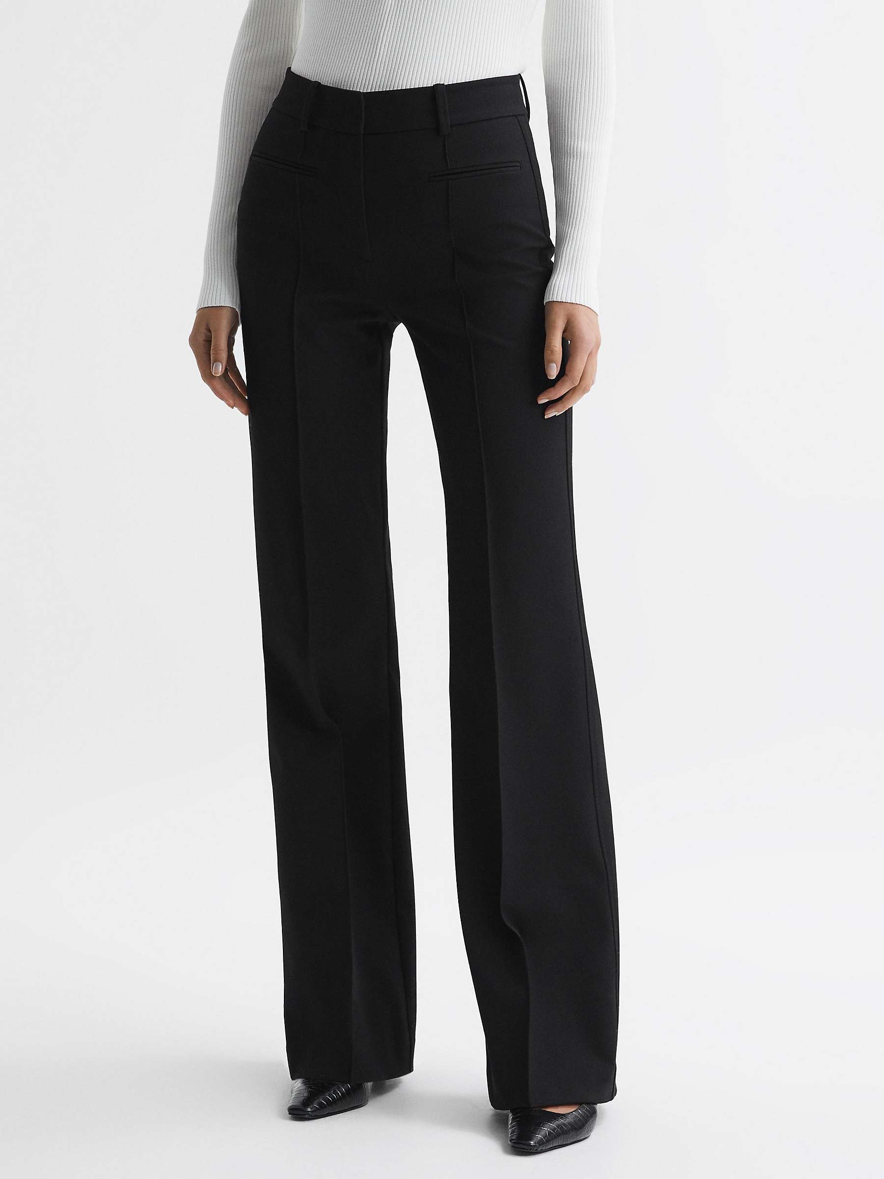 Buy Reiss Claude Flared Tailored Trousers, Black Online at johnlewis.com