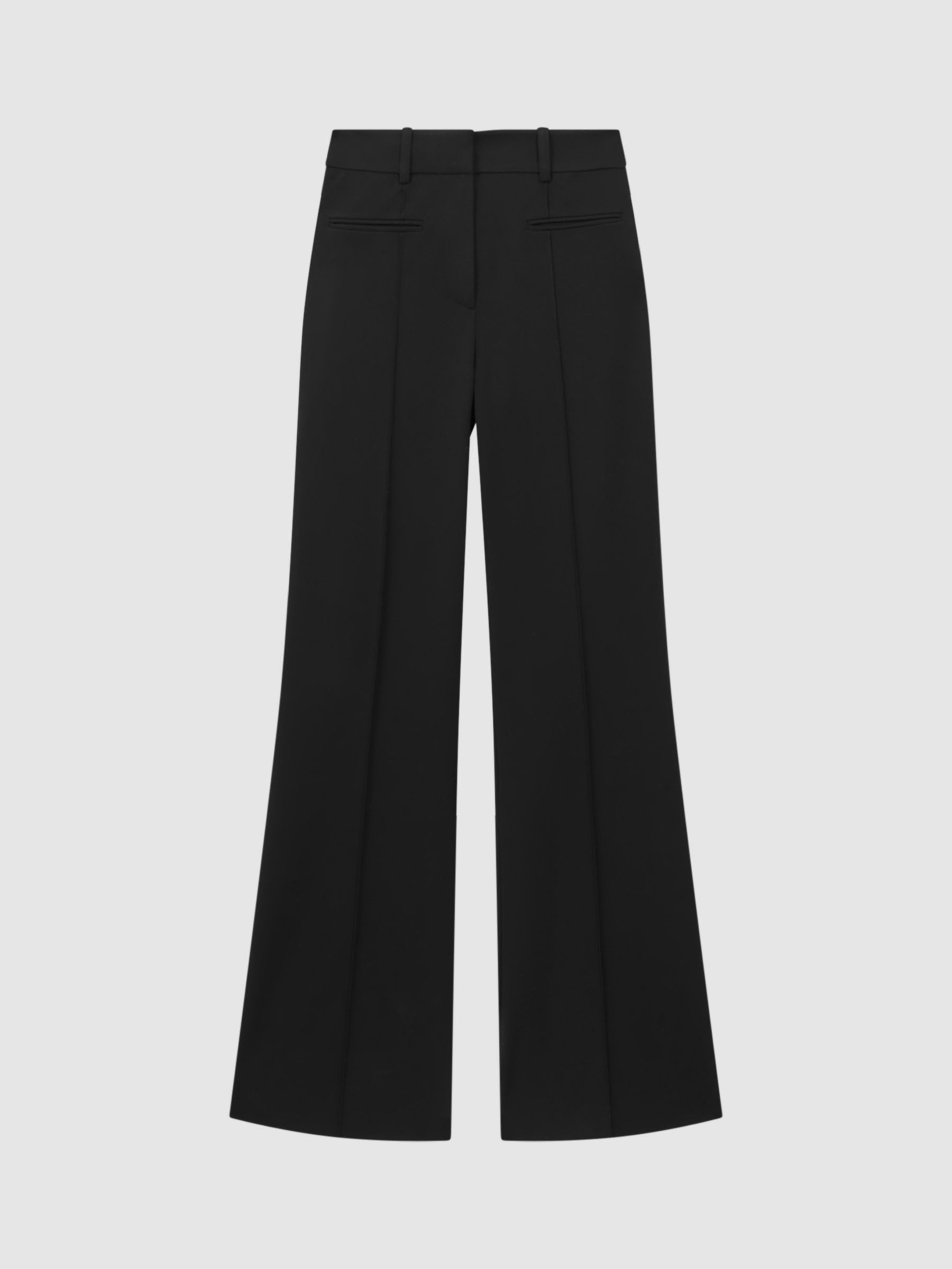 Reiss Claude Flared Tailored Trousers, Black at John Lewis & Partners