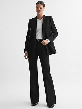 Reiss Claude Flared Tailored Trousers, Black