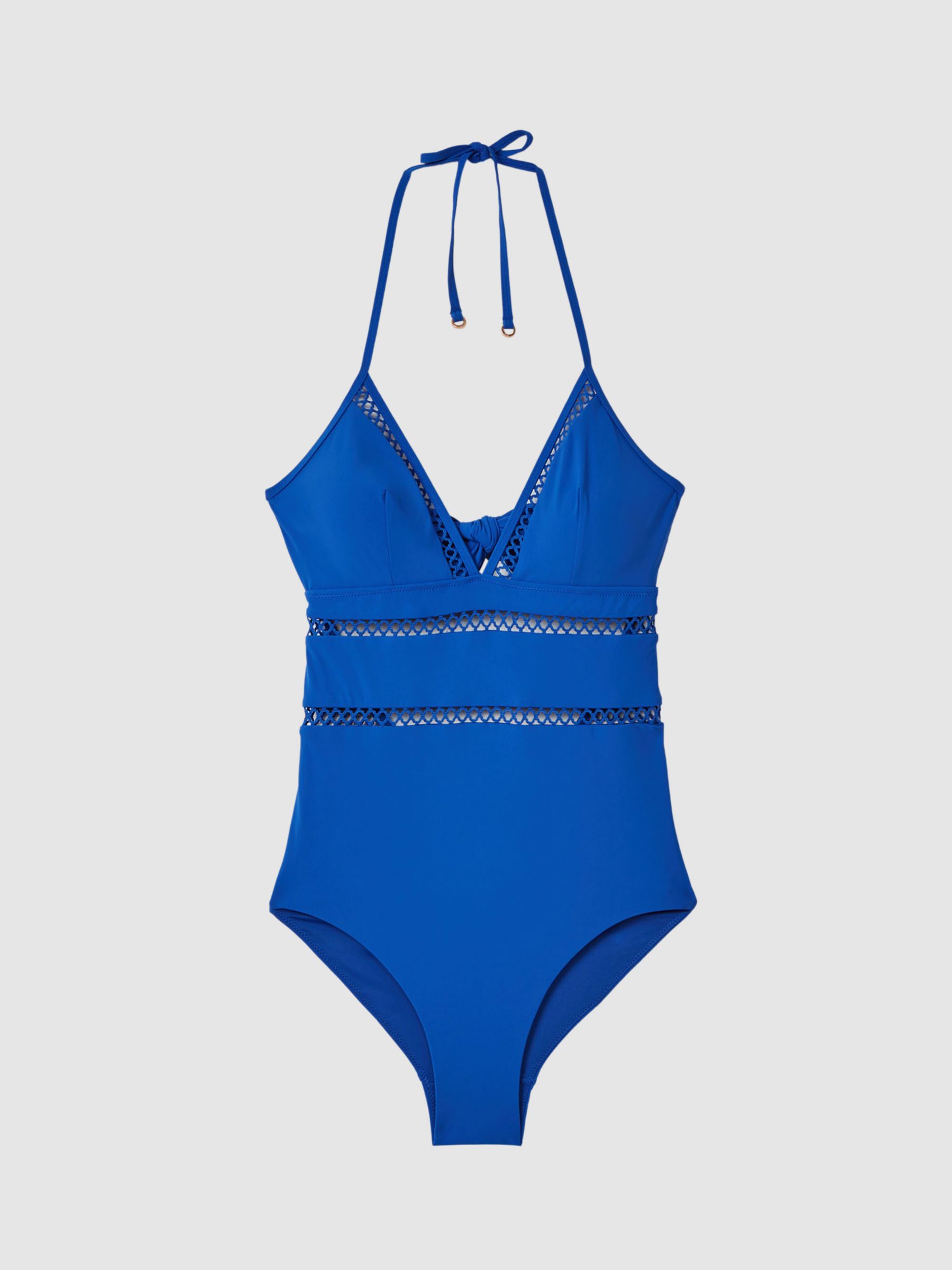 Reiss Gia Halterneck Swimsuit, Cobalt Blue, 6