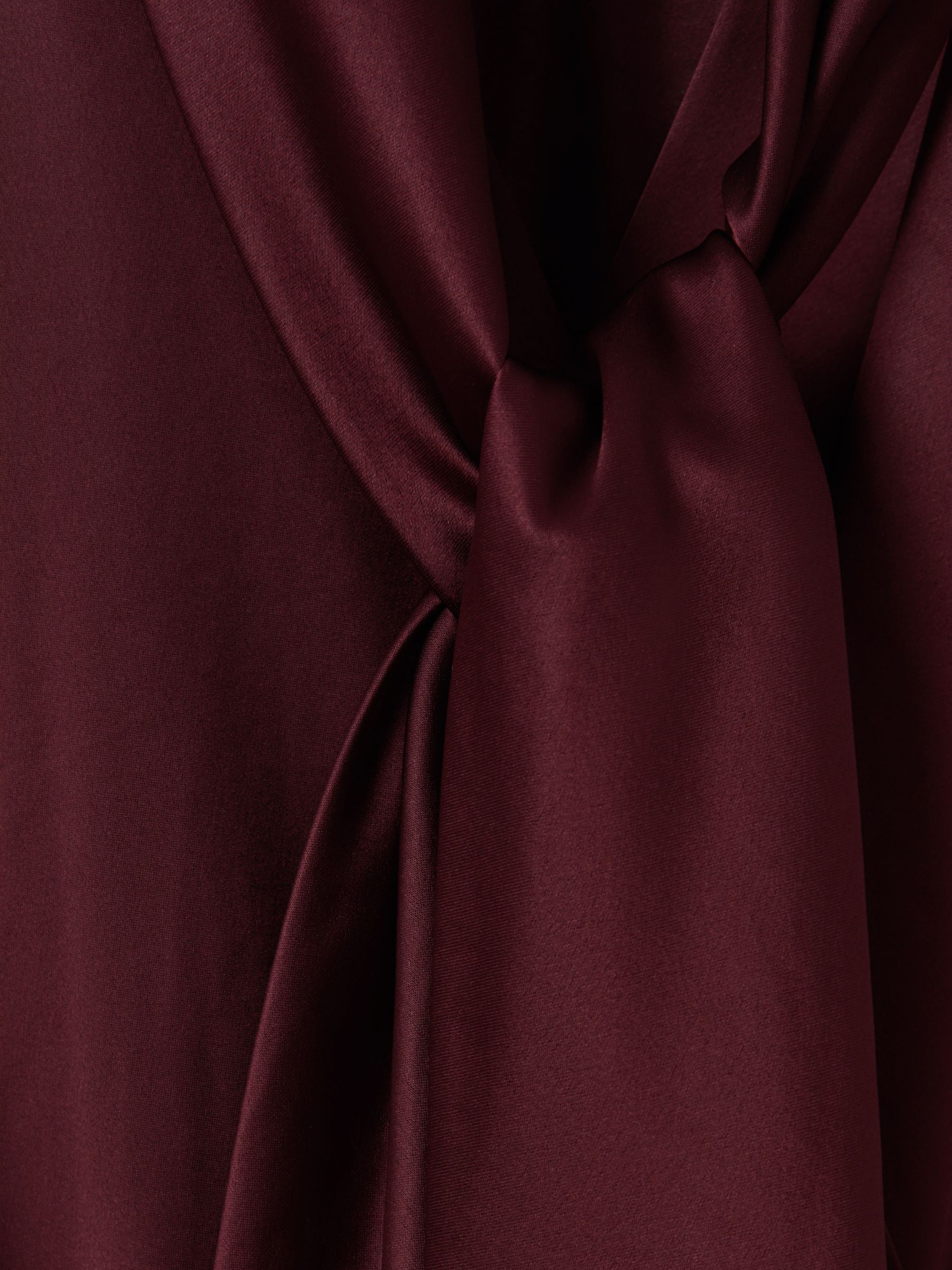 Buy Reiss Tayla Satin Wrap Halterneck Midi Dress, Burgundy Online at johnlewis.com