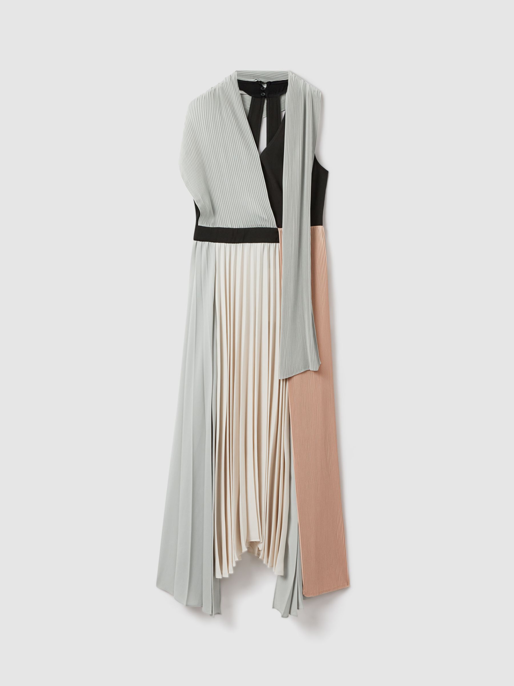 Buy Reiss Zadie Pleated Colour Block Maxi Dress, Cream/Multi Online at johnlewis.com