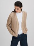 Reiss Tiffany Open Stitch Cardigan, Stone