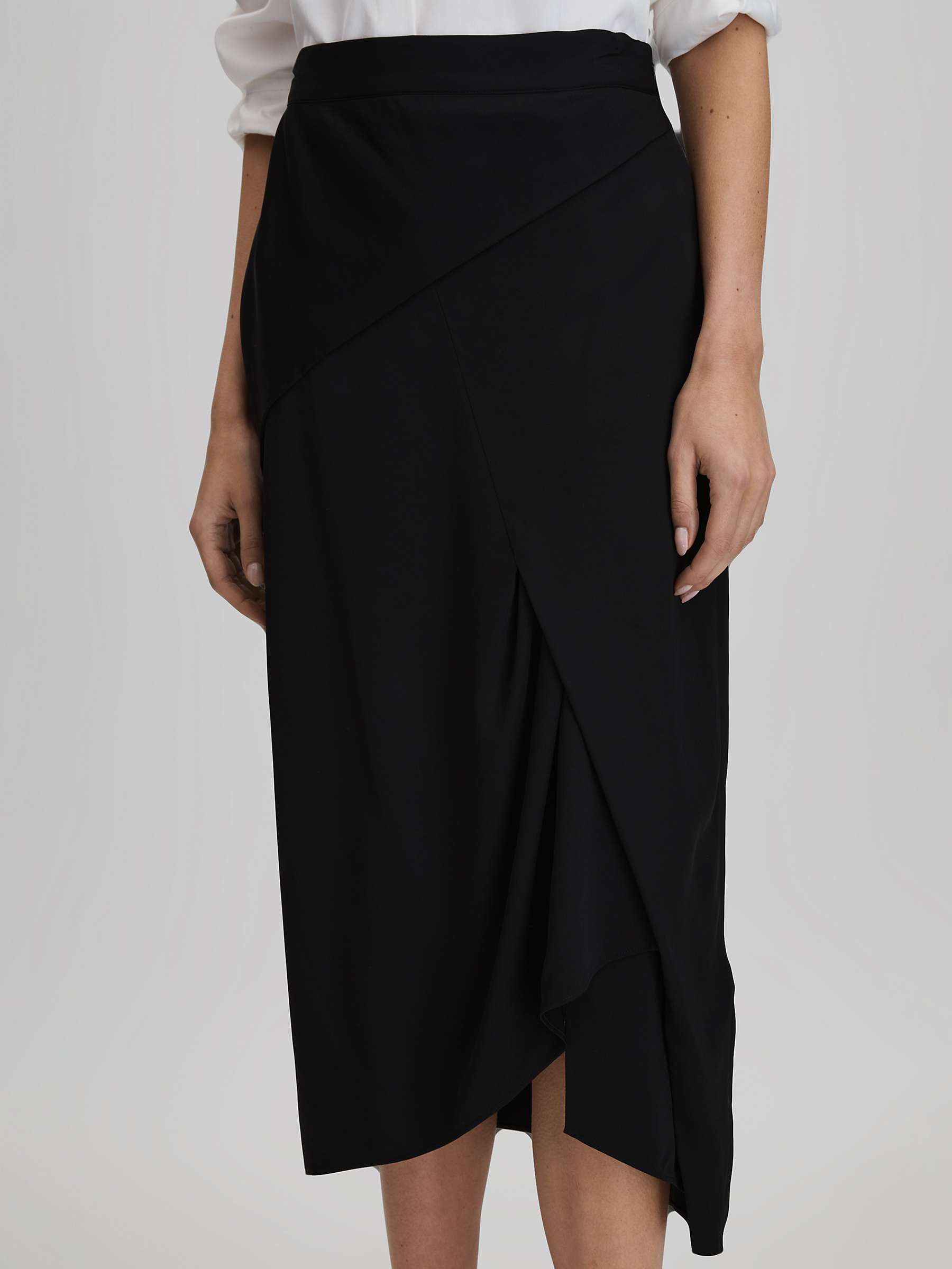 Buy Reiss Zaria Draped Midi Skirt, Black Online at johnlewis.com