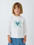 John Lewis Kids' Sequin Butterfly Top, Gardenia