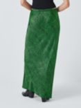 John Lewis ANYDAY Printed Drawstring Crinkle Satin Maxi Skirt, Green/Multi