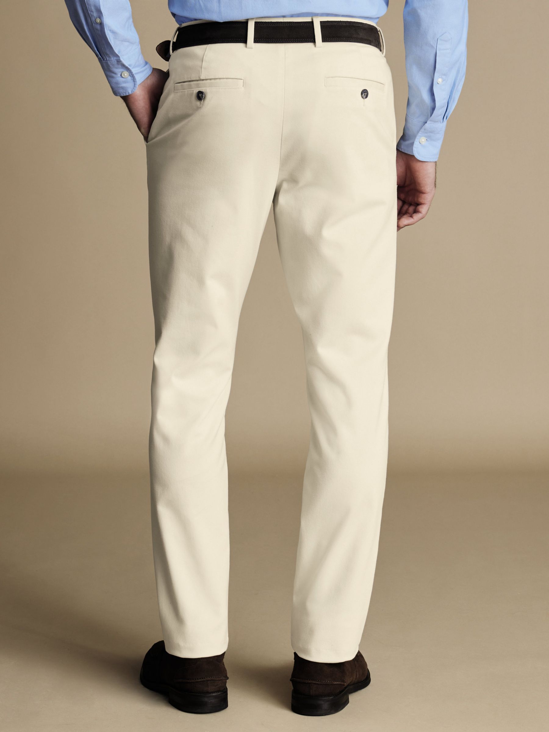 Charles Tyrwhitt Ultimate Straight Leg Chinos, Ivory at John Lewis ...