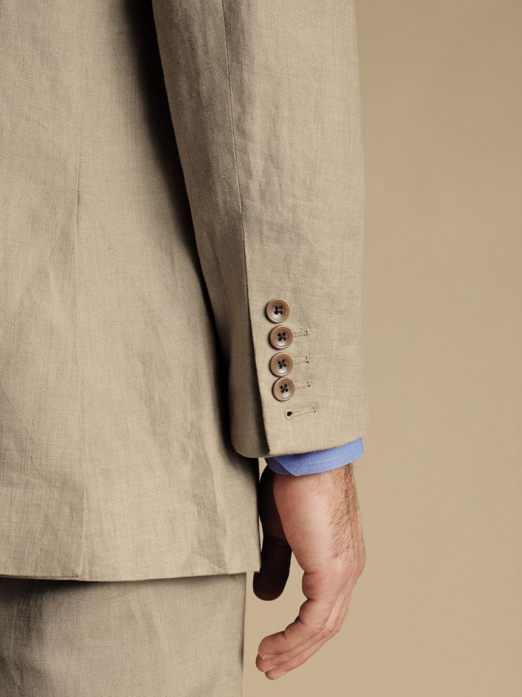 Charles Tyrwhitt Linen Slim Fit Jacket, Taupe, 36R