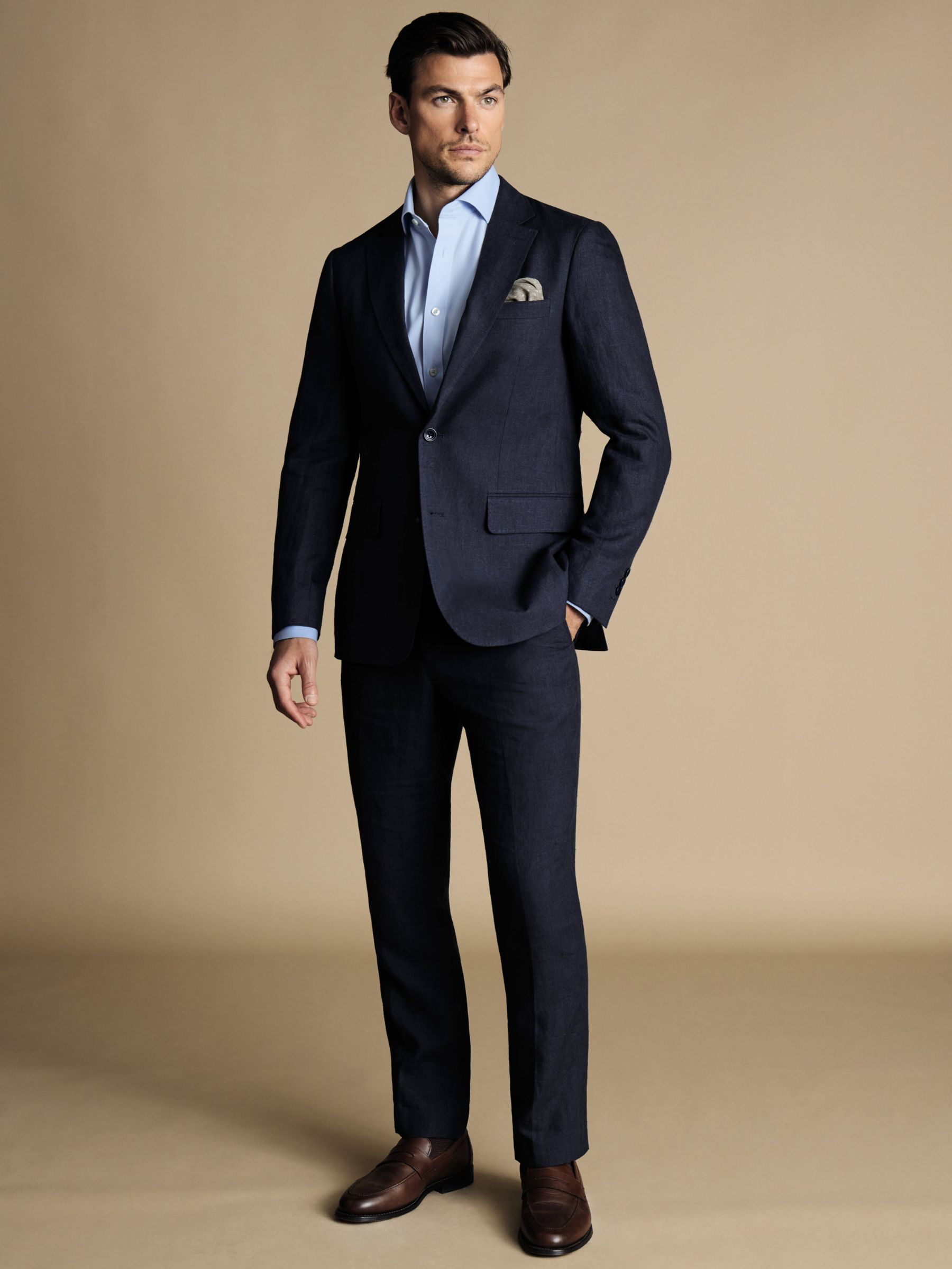 Charles Tyrwhitt Slim Fit Linen Suit Jacket, Dark Navy, 44R