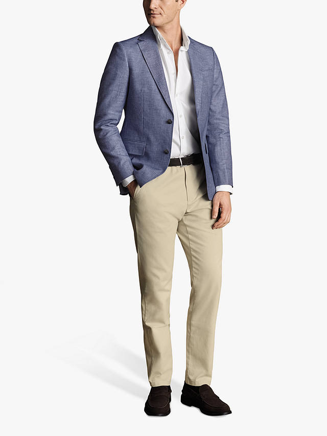 Charles Tyrwhitt Classic Fit Linen Cotton Blend Jacket, Cobalt Blue