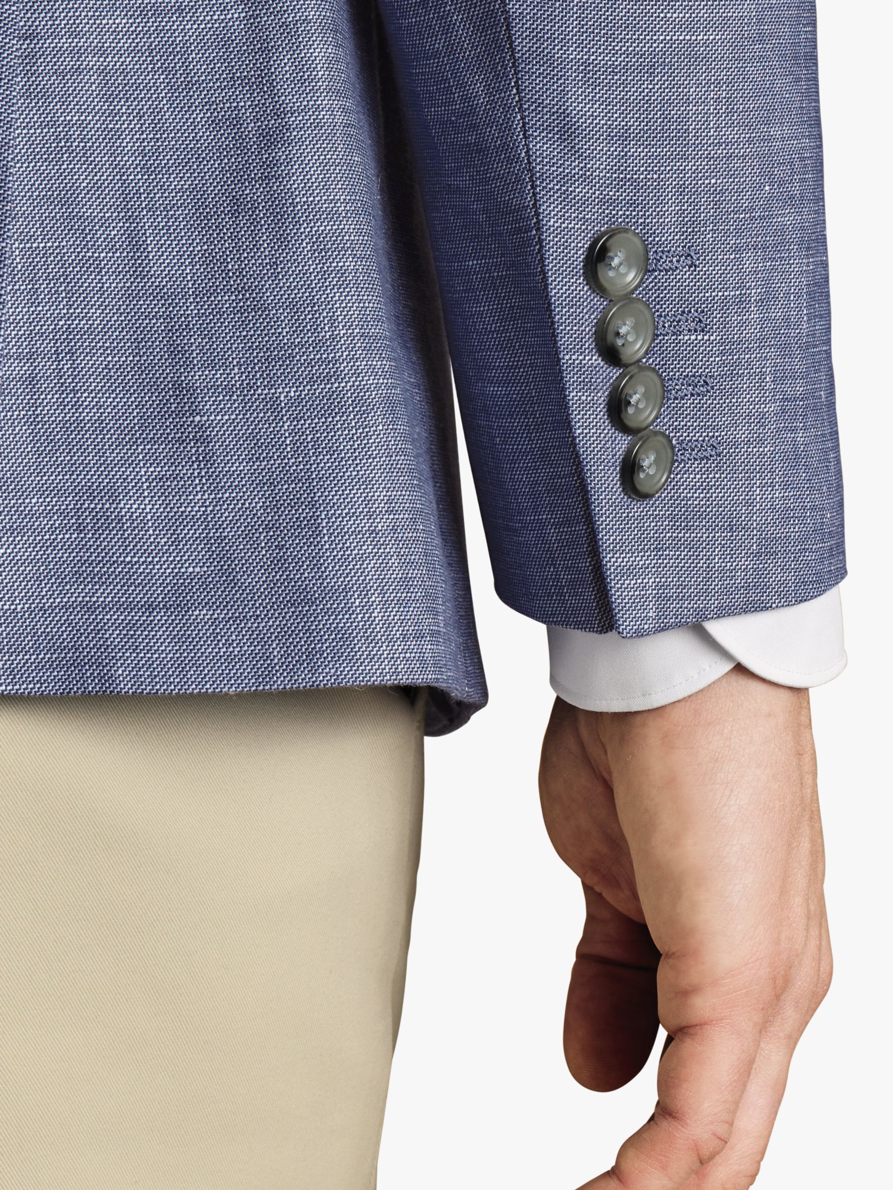 Charles Tyrwhitt Classic Fit Linen Cotton Blend Jacket, Cobalt Blue, 40R
