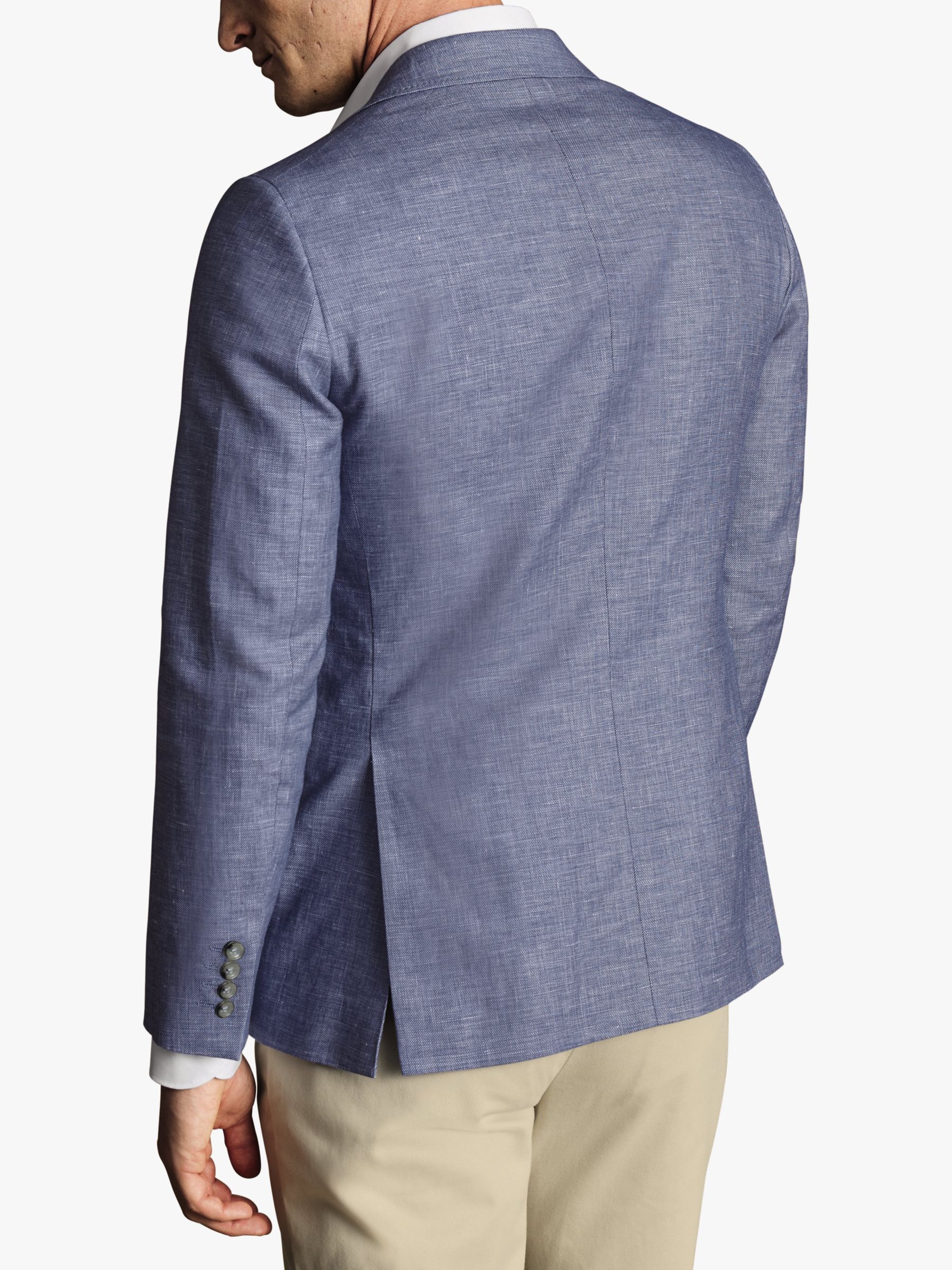 Charles Tyrwhitt Classic Fit Linen Cotton Blend Jacket, Cobalt Blue, 40R