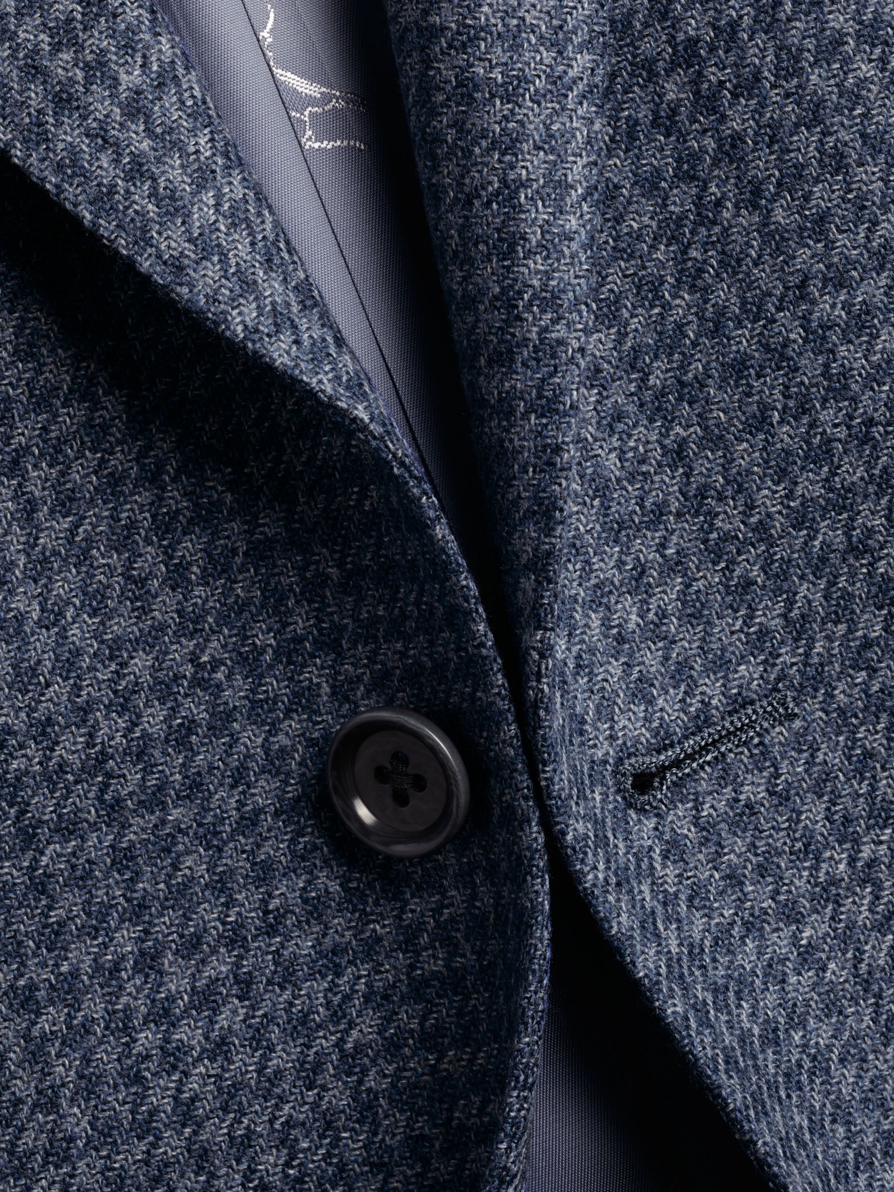 Charles Tyrwhitt Puppytooth Wool Blend Slim Fit Jacket, Steel Blue, 38R