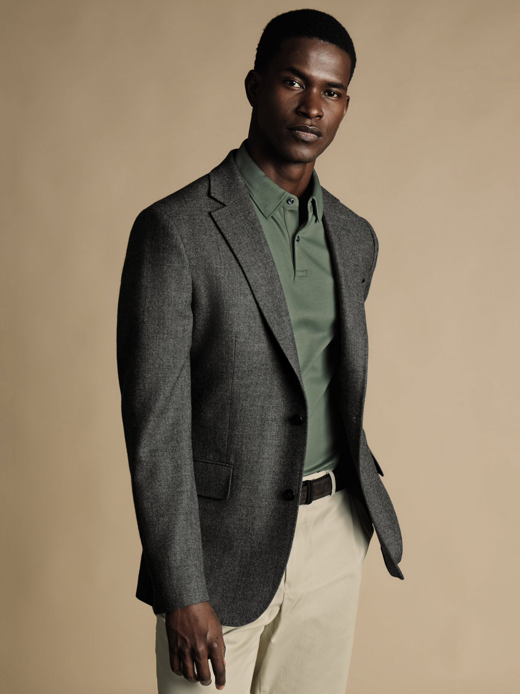 Charles Tyrwhitt Twill Wool Slim Fit Jacket, Grey at John Lewis & Partners