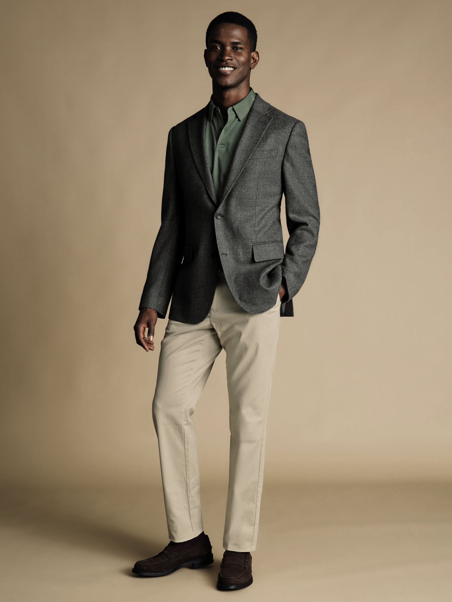 Charles Tyrwhitt Twill Wool Slim Fit Jacket, Grey, 36R